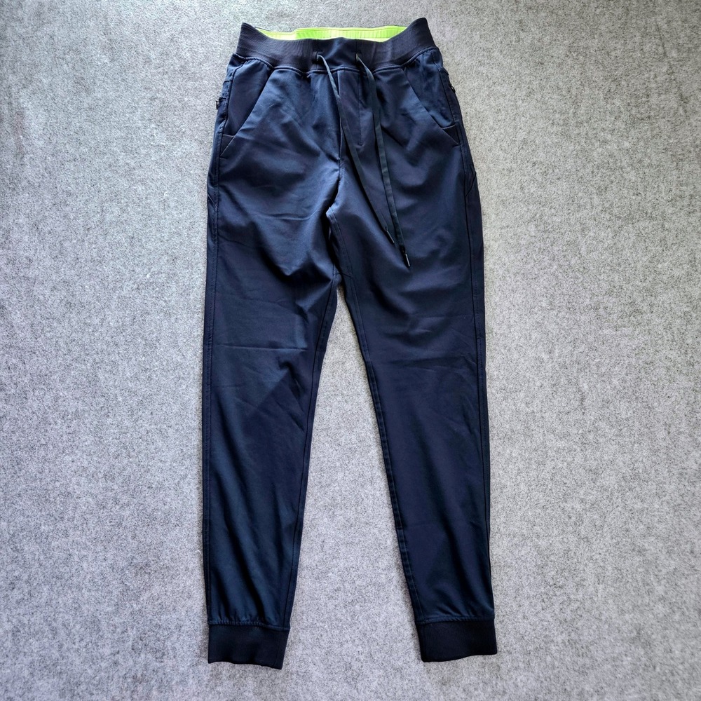 Birddogs Mens Navy Blue Athletic Tapered Joggers Pants Zipper Pockets Size M